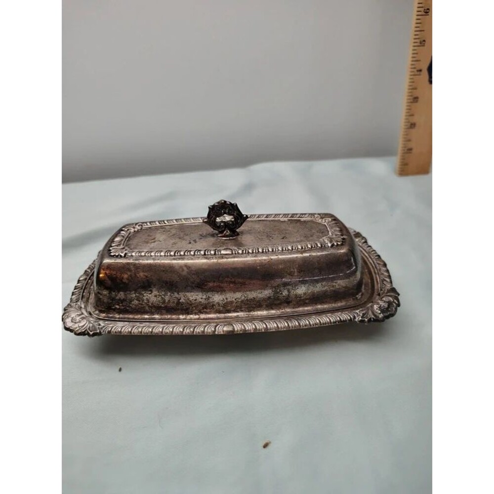 VTG Ornate Silver-Plated Covered Butter Dish
